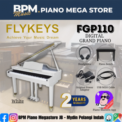 FLYKEYS FGP110 88-Key Digital Grand Piano Home Electric Grand Piano - White