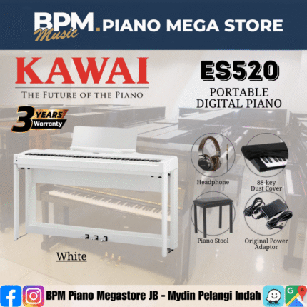 KAWAI ES520 88-Key Portable Digital Piano Home Portable Electric Piano Home Package - White