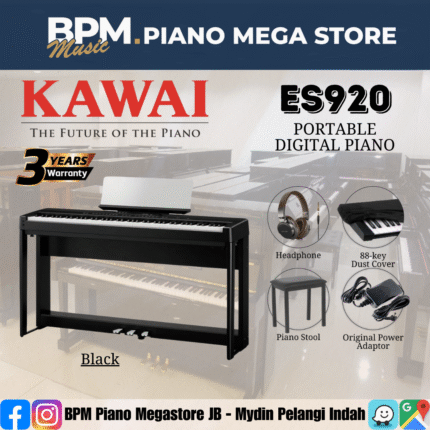 KAWAI ES920 88-Key Portable Digital Piano Home Portable Electric Piano Home Package - Black