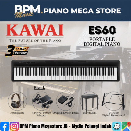 KAWAI ES60 88-Key Portable Digital Piano Home Portable Electric Piano Value Set U-Stand - Black